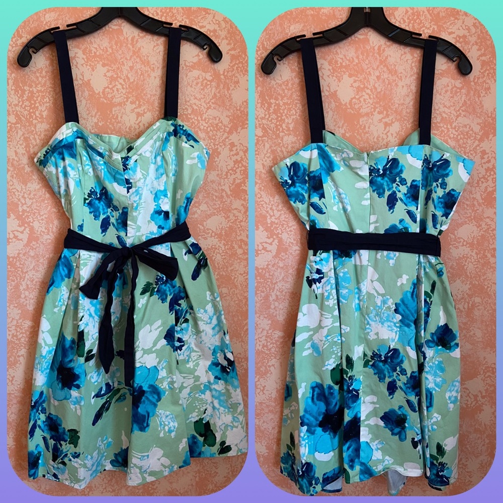 Dressbarn Green/Blue Floral Sundress